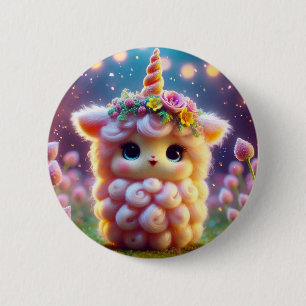 Badge Rond 5 Cm Unicorne rose