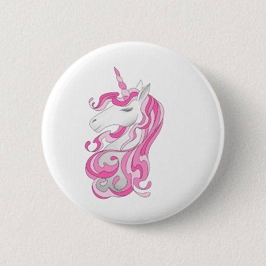 Badge Rond 5 Cm Unicorne rose (Devant)