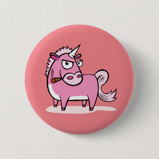 Badge Rond 5 Cm Unicorne Rose Fumer