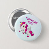 Badge Rond 5 Cm Unicorne rose mignonne avec ailes (Devant & derrière)