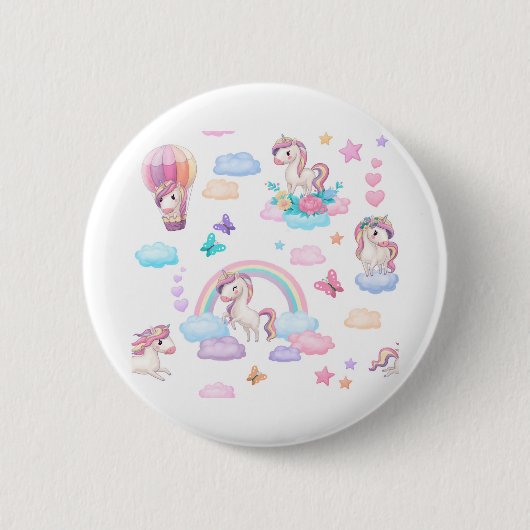 Badge Rond 5 Cm Unicornes (Devant)