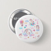 Badge Rond 5 Cm Unicornes (Devant & derrière)