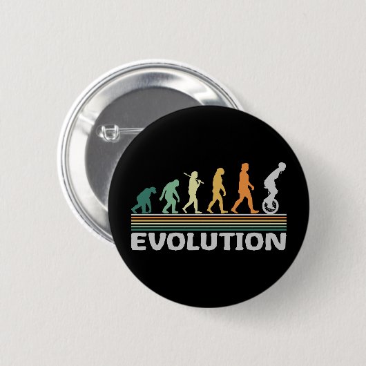 Badge Rond 5 Cm Unicycle Cirque Artist Evolution Retro Funny (Devant & derrière)