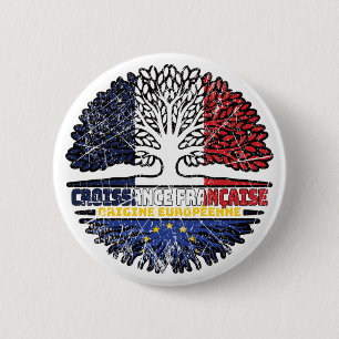 Badge Rond 5 Cm Union européenne Europe France France Arbre Racine