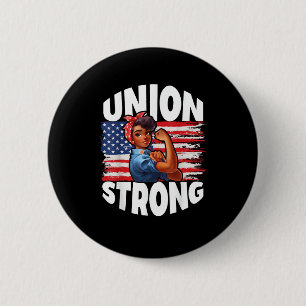 Badge Rond 5 Cm Union Forte Joyeuse Fête du Travail Décor américai