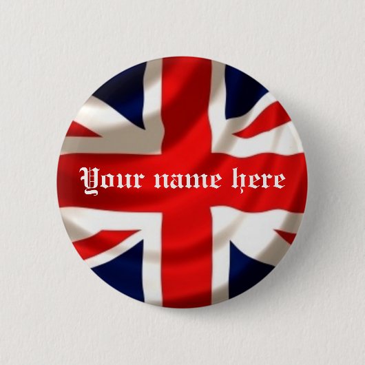 Badge Rond 5 Cm Union Jack (ajoutez votre propre nom) (Devant)