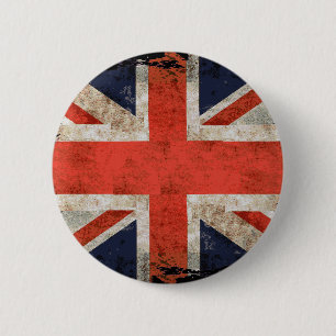 Badge Rond 5 Cm Union Jack déchiqueté âgé
