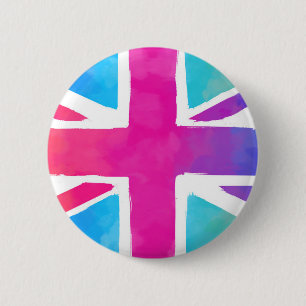 Badge Rond 5 Cm Union Jack Flag à Bright Watercolors
