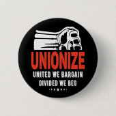 Badge Rond 5 Cm Unioniser - United We Bargain Divisé We Beg (Devant)
