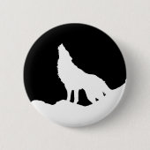 Badge Rond 5 Cm Unique Noir & Blanc Pop Art Wolf Silhouette (Devant)