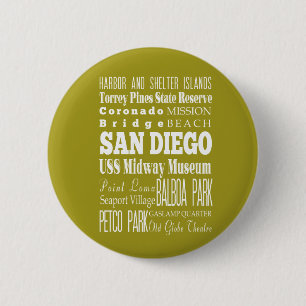 Badge Rond 5 Cm Unique San Diego, Californie Idée cadeau