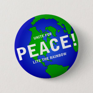 BADGE ROND 5 CM UNIS POUR LA PAIX ! ALLUMEZ L'ARC-EN-CIEL
