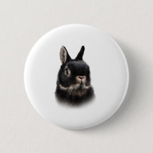 Badge Rond 5 Cm Unisex féminine de lapin nain noir des Pays-Bas