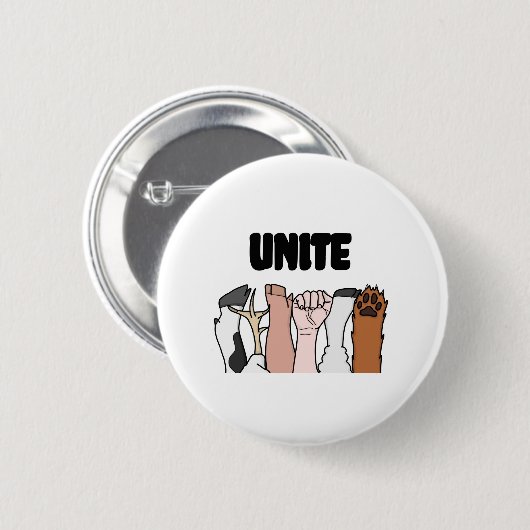 Badge Rond 5 Cm Unissez les poings animaux d'égalité (Devant & derrière)
