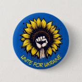 Badge Rond 5 Cm Unite for Ukraine Sunflower & power Poing Button (Devant)
