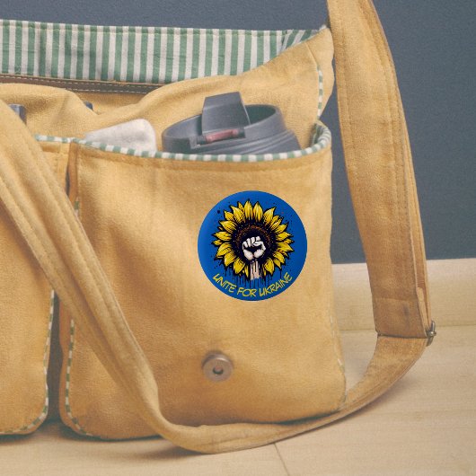 Badge Rond 5 Cm Unite for Ukraine Sunflower & power Poing Button