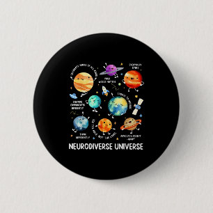 Badge Rond 5 Cm Univers drôle de neurodiversité spatiale accéléré