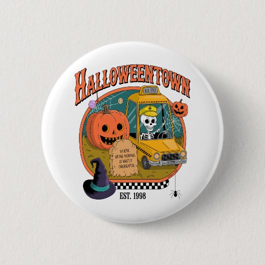 Badge Rond 5 Cm Université citrouille Halloweentown (Devant)