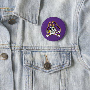 Badge Rond 5 Cm Université de Caroline de l'Est   Pirates écus