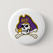 Badge Rond 5 Cm Université de Caroline de l'Est | Pirates écus (Devant)