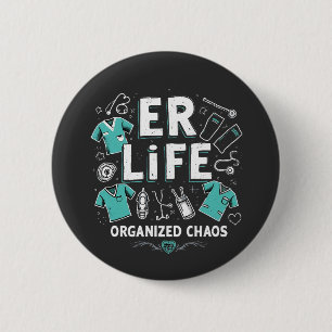 Badge Rond 5 Cm Urgence Urbaine Organisée chaos Funny Soins de san