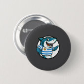Badge Rond 5 Cm Uruguay Flag Shark Funny Uruguayan  (Devant & derrière)
