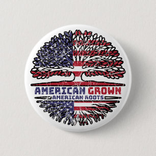 Badge Rond 5 Cm US American États-Unis America Tree Roots