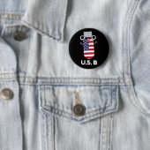 Badge Rond 5 Cm US B Funny États-Unis Pun Dark BG (En situation)