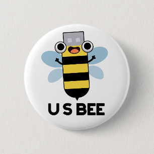 Badge Rond 5 Cm US Bee Funny USB Technical Pun