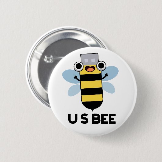 Badge Rond 5 Cm US Bee Funny USB Technical Pun (Devant & derrière)