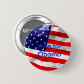 Badge Rond 5 Cm us-flag-640x480, Vote pour Obama (Devant & derrière)