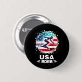 Badge Rond 5 Cm US Team 2026 États-Unis American Flag Skiing U (Devant & derrière)