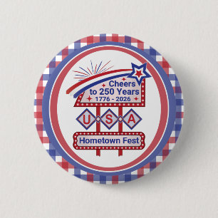 Badge Rond 5 Cm USA 250 personnalisé - Marquee Rétro Patriotique