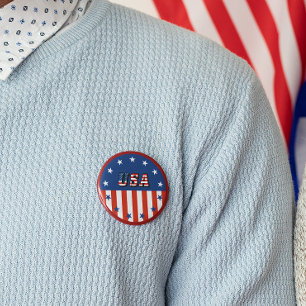 Badge Rond 5 Cm USA - American Flag and Stars in Circle