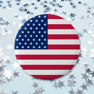 Badge Rond 5 Cm USA American Flag Stars Stripes Patriotic Button