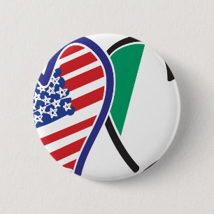 Badge Rond 5 Cm USA And Ireland Patriotic Love Hearts