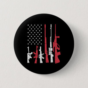 Badge Rond 5 Cm Usa Flag Guns Drôle American Pride 4 juillet Pat