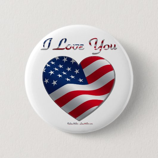 Badge Rond 5 Cm USA Flag Heart Je t'aime (Devant)