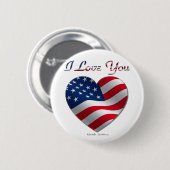 Badge Rond 5 Cm USA Flag Heart Je t'aime (Devant & derrière)