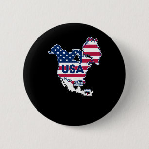 Badge Rond 5 Cm Usa = Groenland + Canada + Golfe + Canal