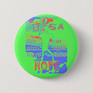 Badge Rond 5 Cm USA Hope : Neon Lemon & Orange Art