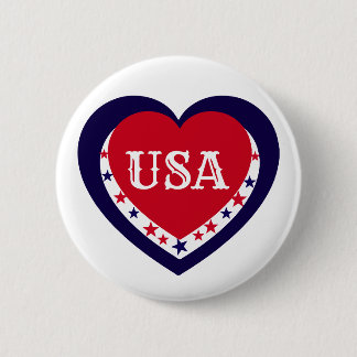 Badge Rond 5 Cm USA Patriotique Rouge Blanc Bleu Cœur Festif 4 Jui