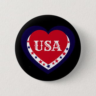 Badge Rond 5 Cm USA Patriotique Rouge Blanc Bleu Cœur Festif 4 Jui