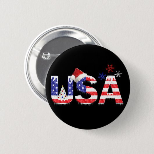 Badge Rond 5 Cm USA pour Noël (Devant & derrière)
