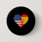 Badge Rond 5 Cm Usa Spain Heart - Dual Citizenship (Devant)
