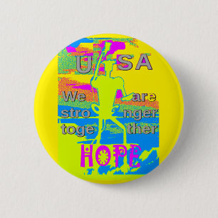 Badge Rond 5 Cm USA Unity Design : Espoir et force