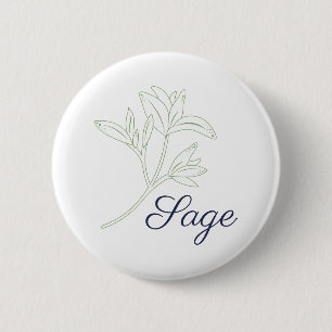 Badge Rond 5 Cm Usine sage d'herbe