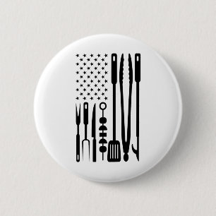 Badge Rond 5 Cm Ustensile de drapeau américain Outils Barbecue Gri