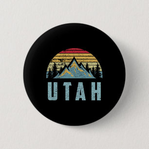 Badge Rond 5 Cm Utah Tee - Montagnes Rétro Vintage Randonnée Natur