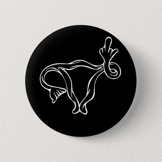 Badge Rond 5 Cm Uterus à doigt moyen Pro-choix (Devant)